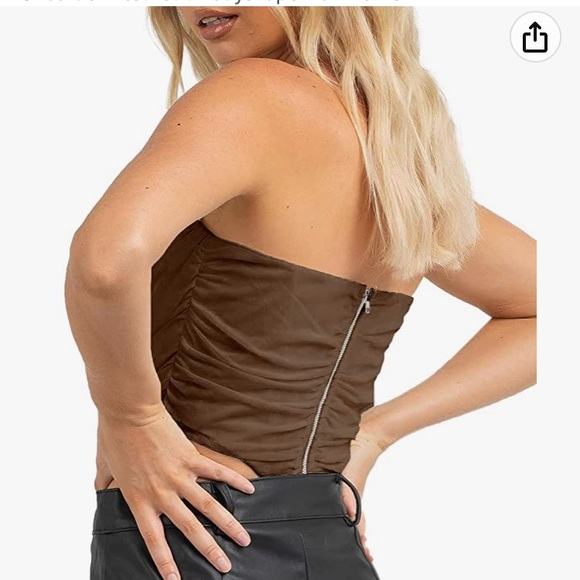 NWT fashion, brown ,sleeveless, strapless, roached mesh, corset. Size XL. - Picture 3 of 12